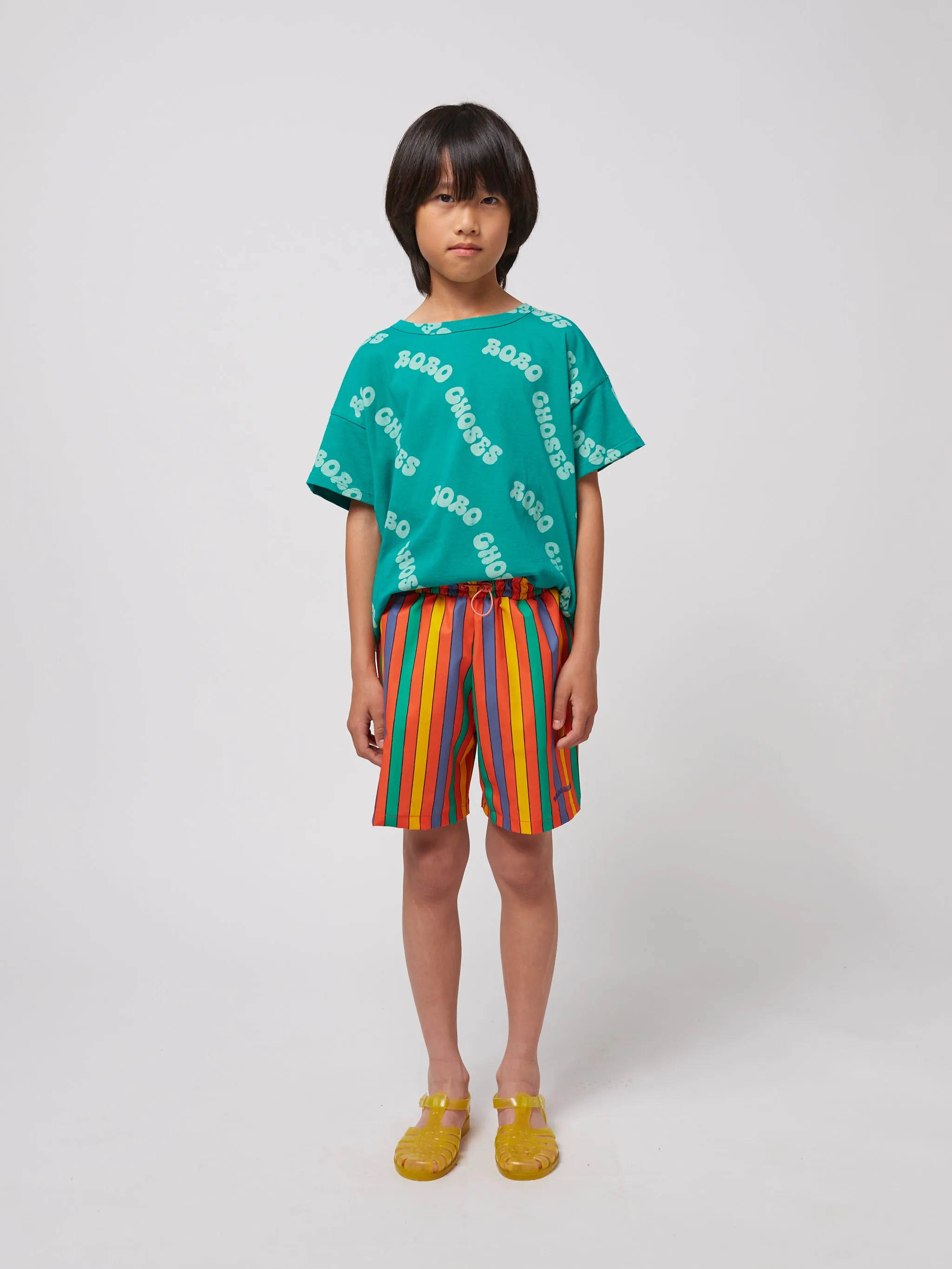 Multicolor Stripes Swim Board Shorts (Kids)