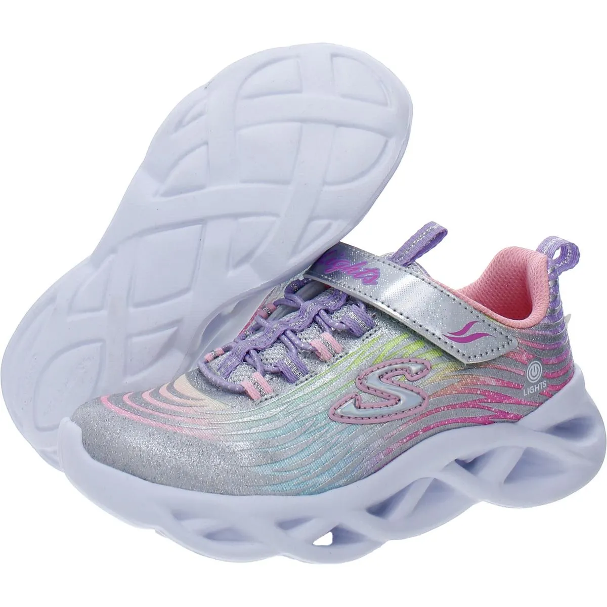 Mystical Bliss Girls Glitter Slip On Light-Up Shoes