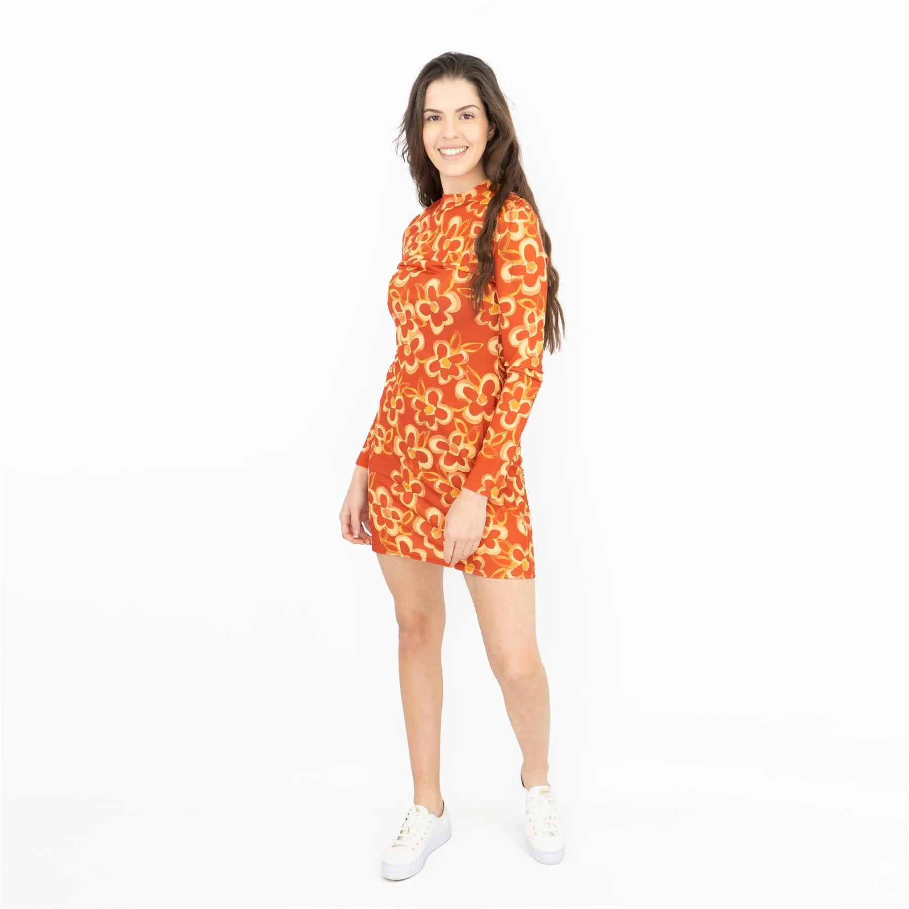 Nasty Gal Floral Crew Neck Mini Dress