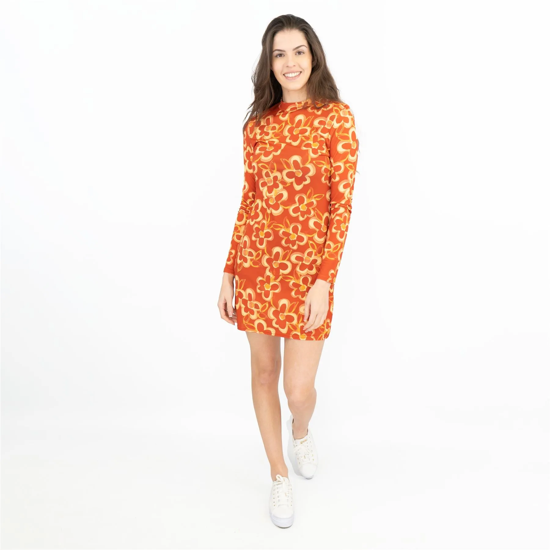 Nasty Gal Floral Crew Neck Mini Dress