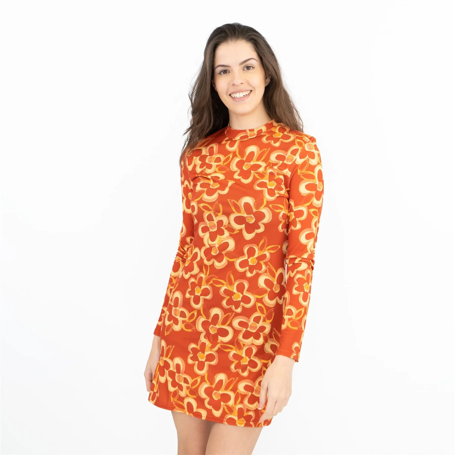 Nasty Gal Floral Crew Neck Mini Dress
