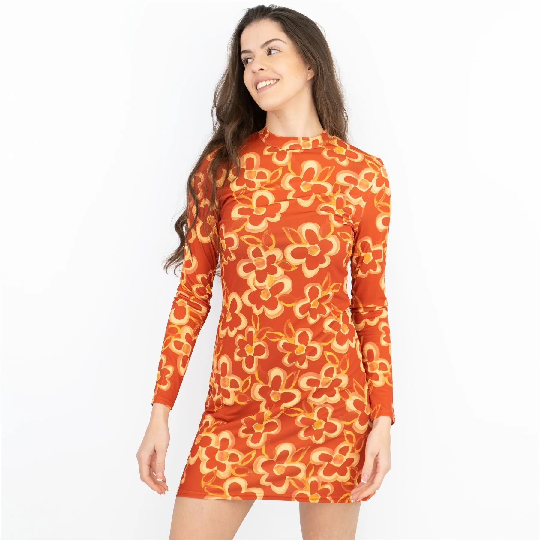 Nasty Gal Floral Crew Neck Mini Dress