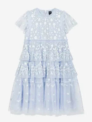 Needle & Thread Girls Angelica Lace Dress in Blue