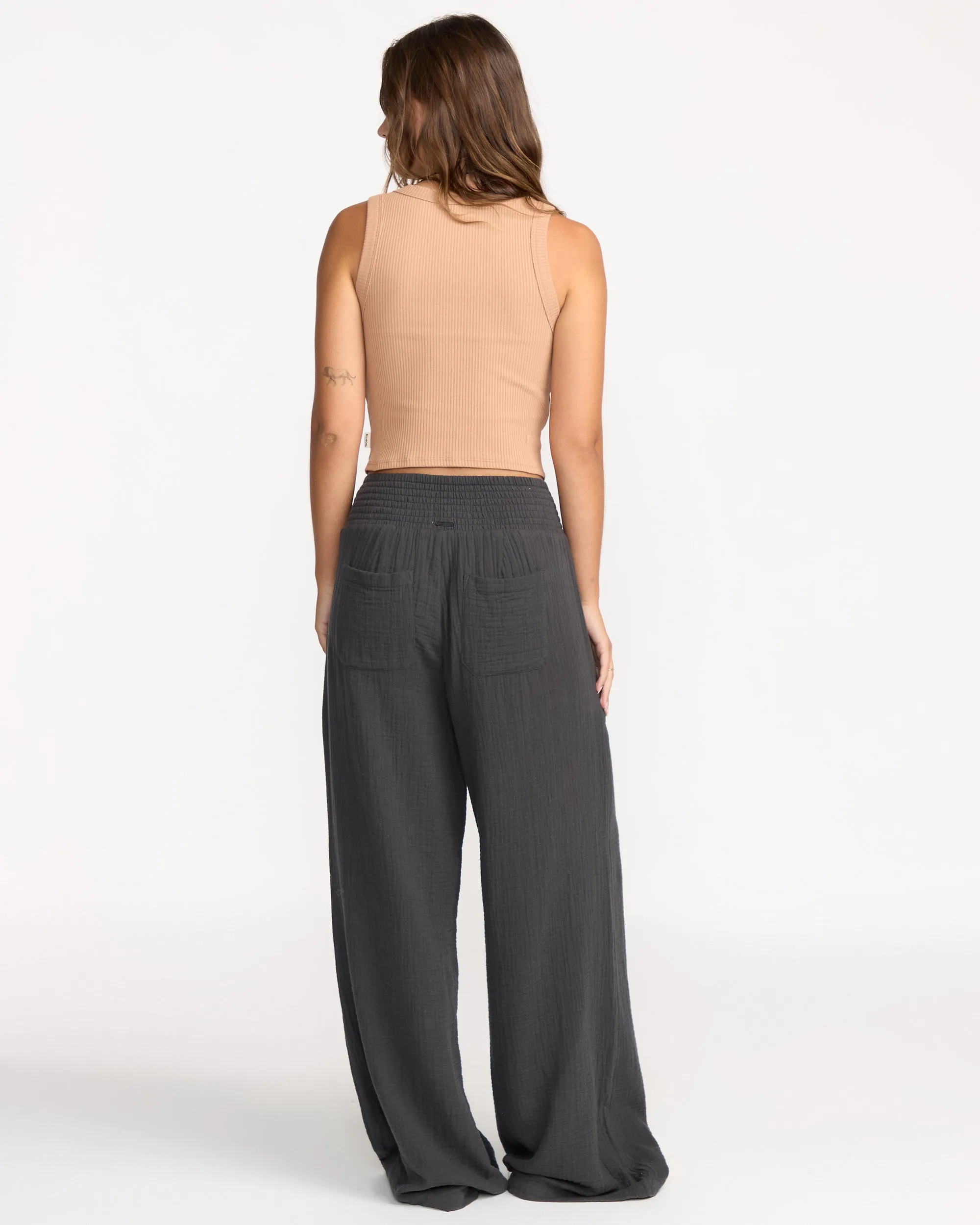 New Waves Gauze Elastic Waist Pants - Black Sands Billabong