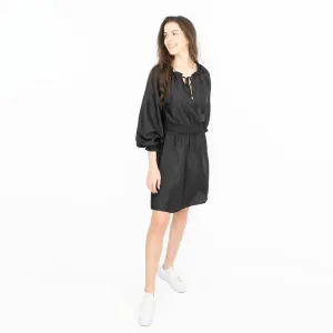 Next Long Sleeve Black Jacquard Sheen Flare Dress
