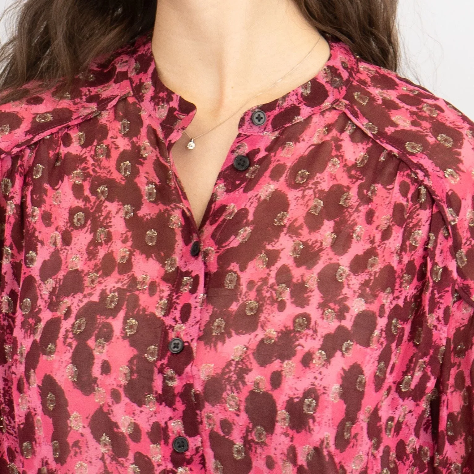 Next Pink Animal Print Long Sleeve Textured Sparkle Shirt