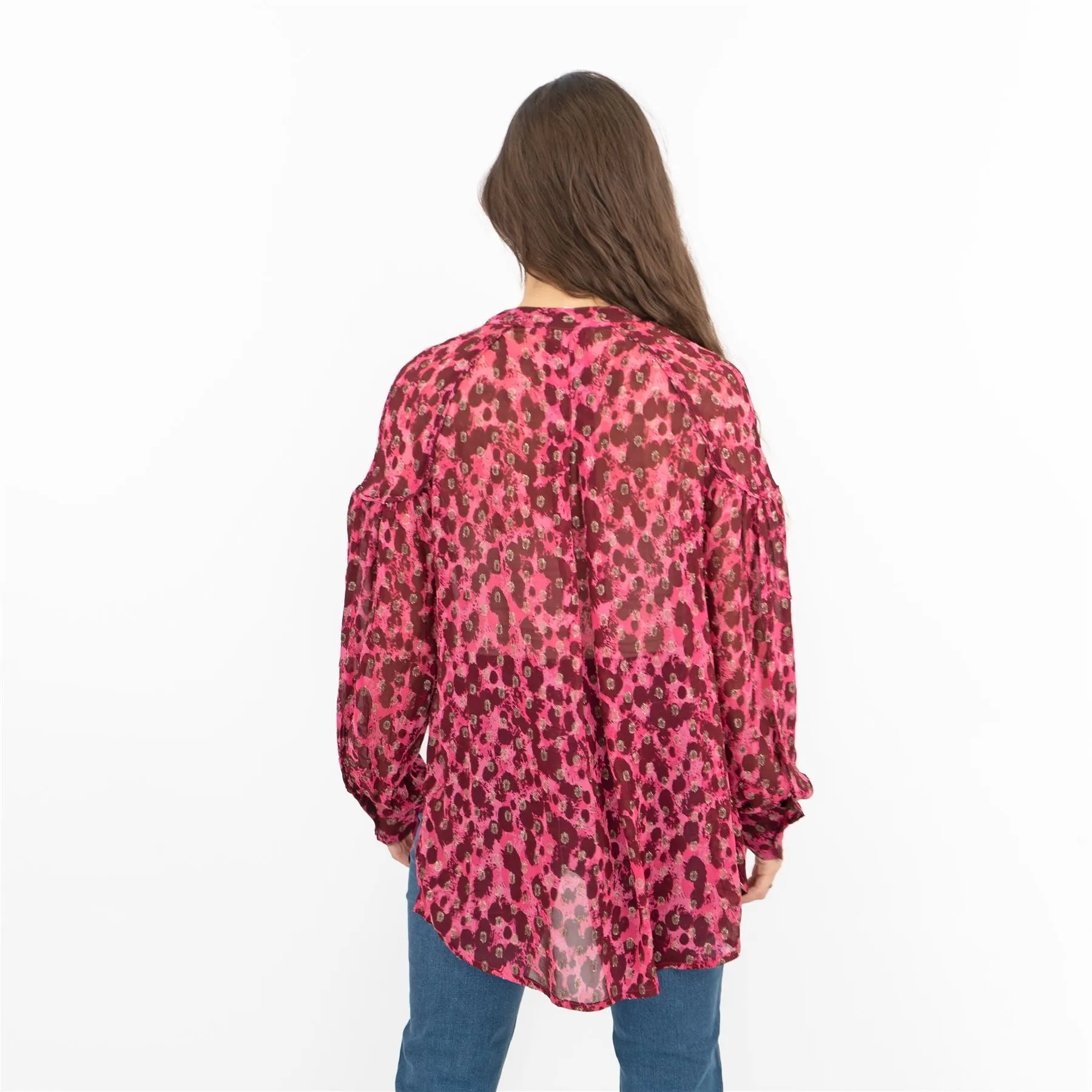 Next Pink Animal Print Long Sleeve Textured Sparkle Shirt