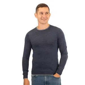 Nicole Farhi Farhi Mens Crew Neck Merino Wool Jumper Blue