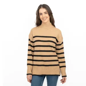 Nobodys Child Beige Striped Funnel Neck Longline Jumper