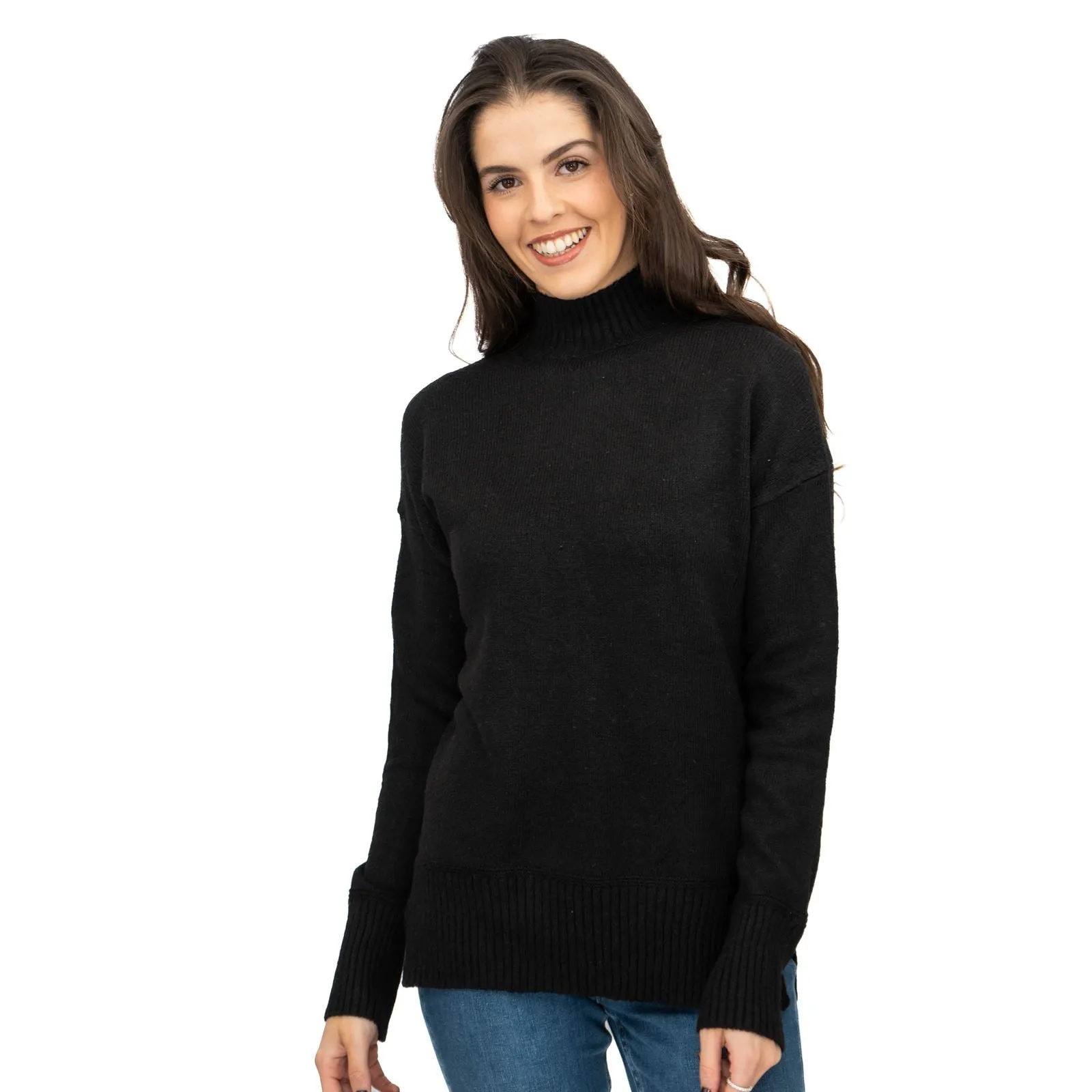 Nobodys Child Longline Jumper Funnel Neck Supersoft Black