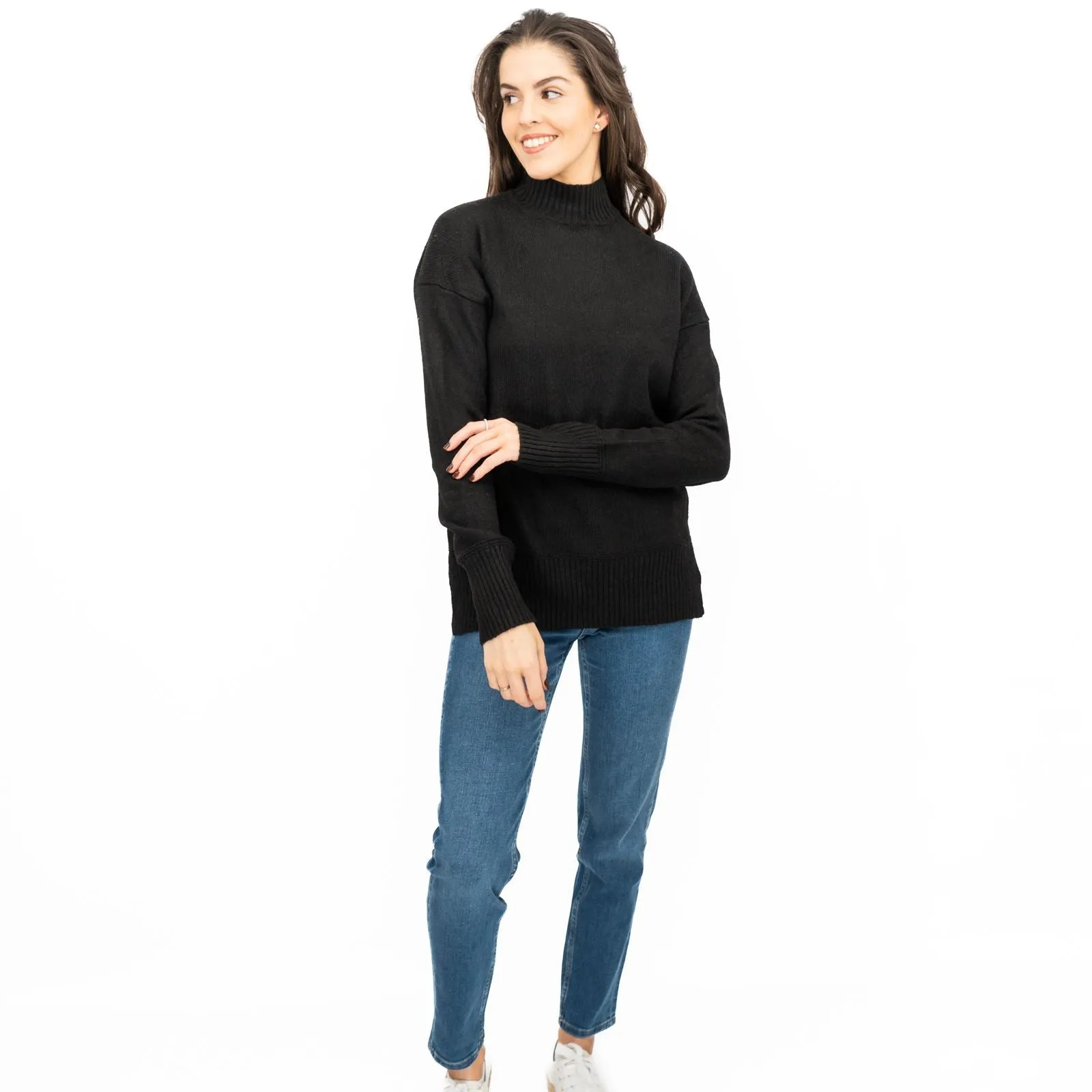 Nobodys Child Longline Jumper Funnel Neck Supersoft Black