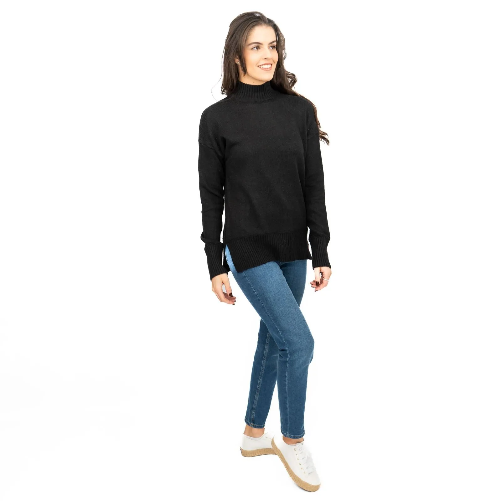 Nobodys Child Longline Jumper Funnel Neck Supersoft Black