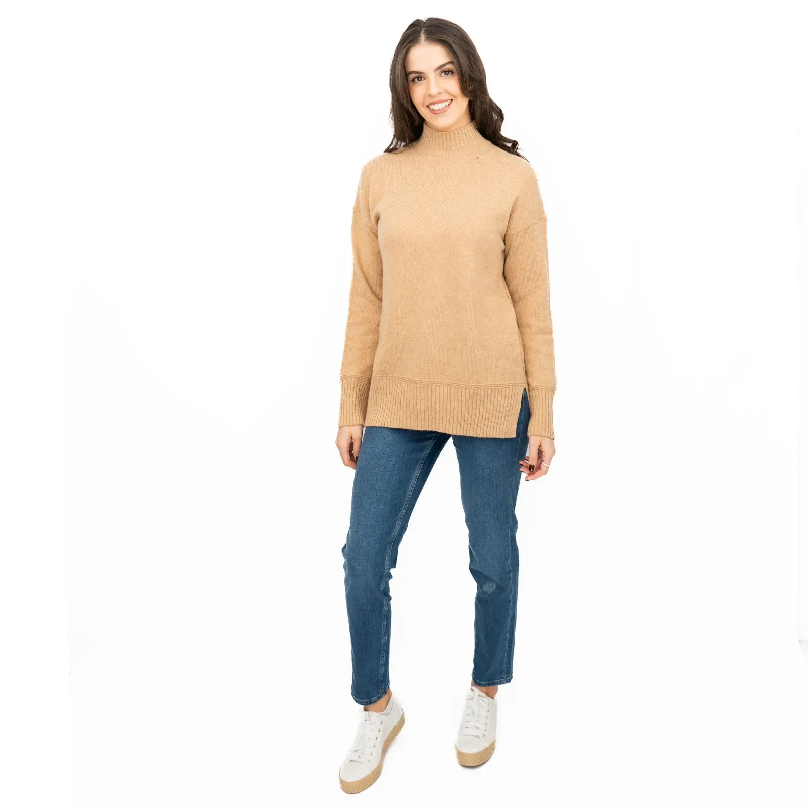 Nobodys Child Longline Jumper Funnel Neck Supersoft Camel