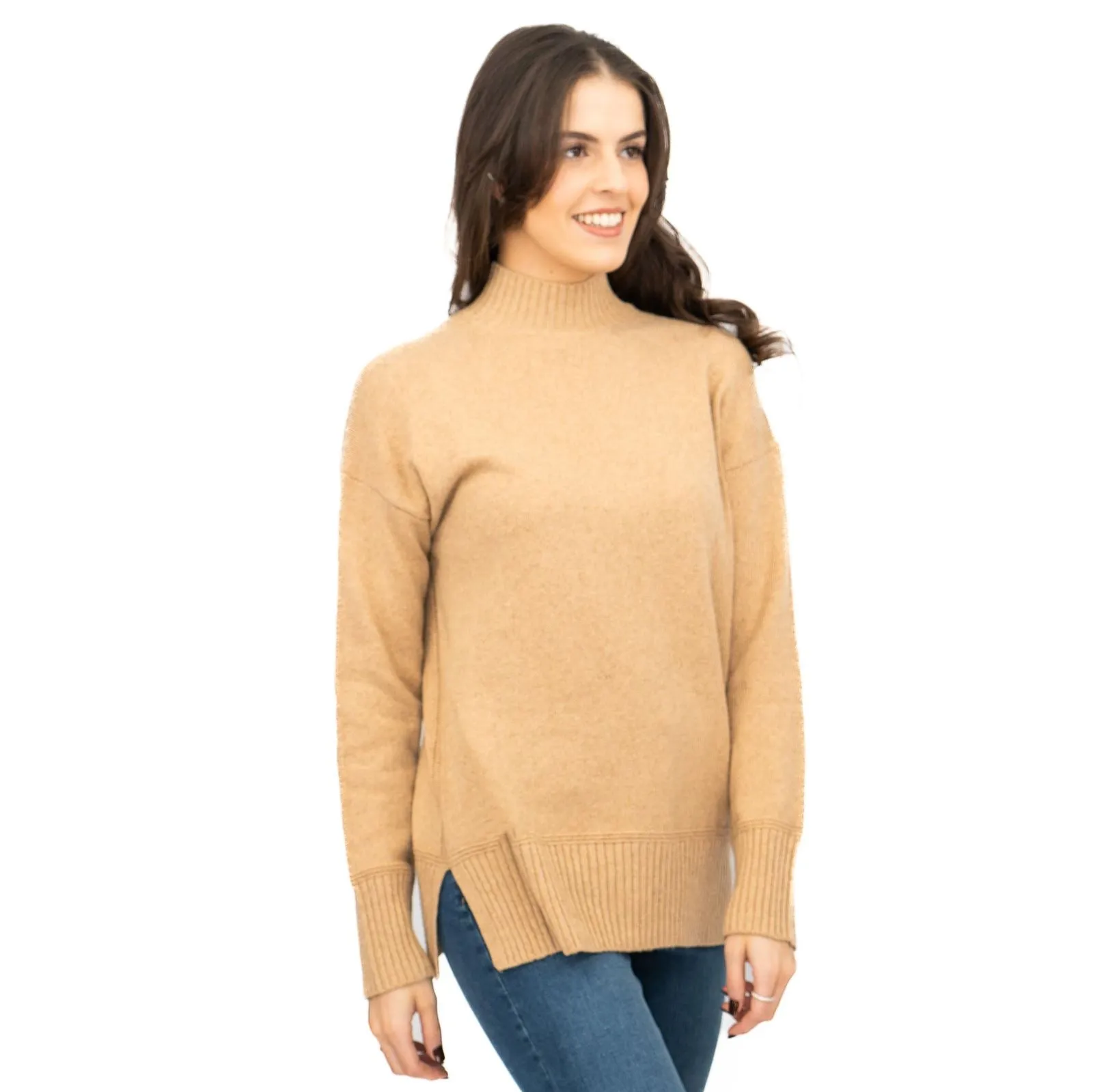 Nobodys Child Longline Jumper Funnel Neck Supersoft Camel