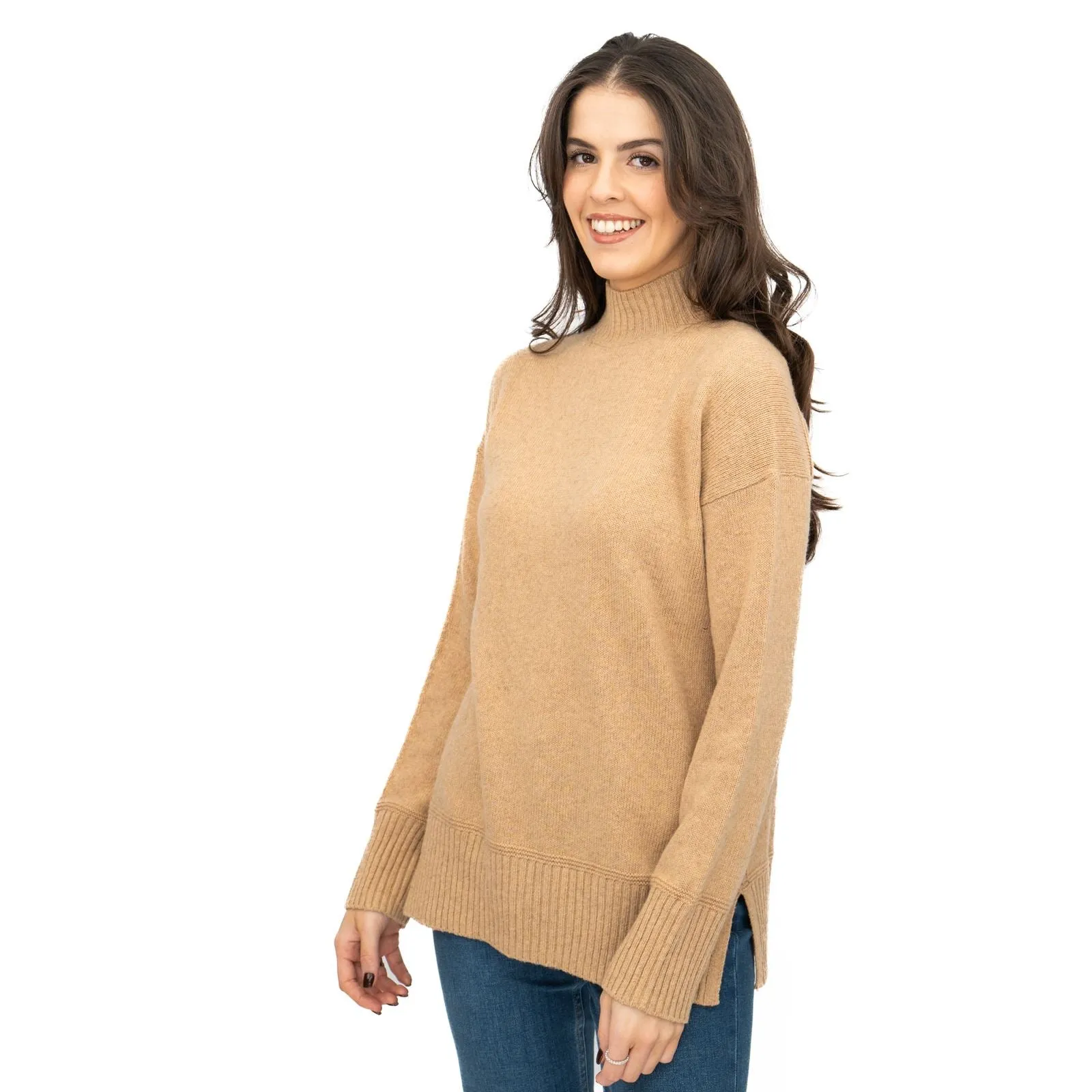 Nobodys Child Longline Jumper Funnel Neck Supersoft Camel