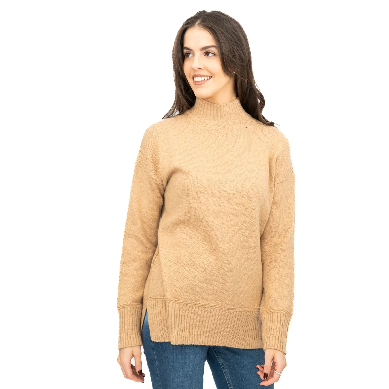 Nobodys Child Longline Jumper Funnel Neck Supersoft Camel