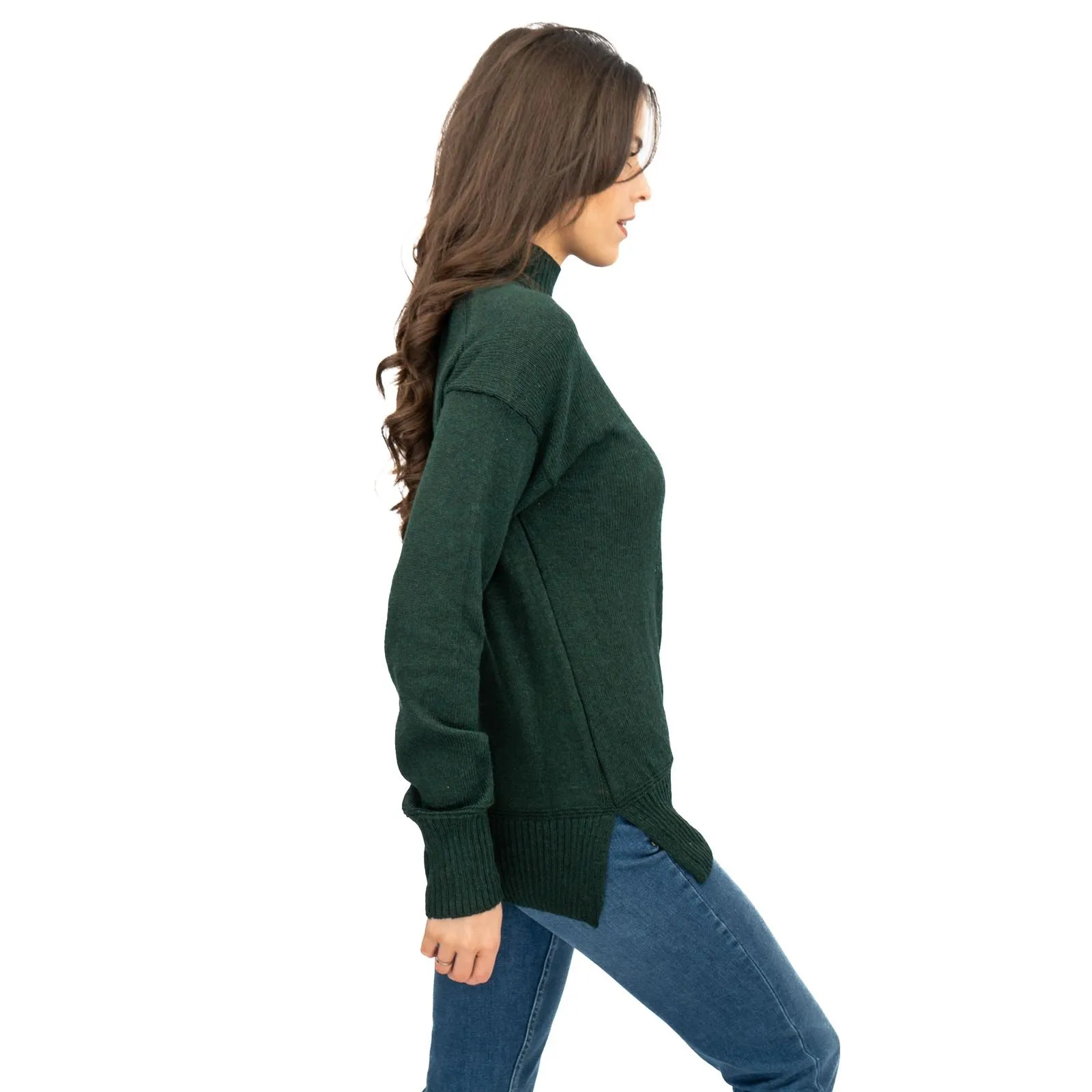Nobodys Child Longline Jumper Funnel Neck Supersoft Green