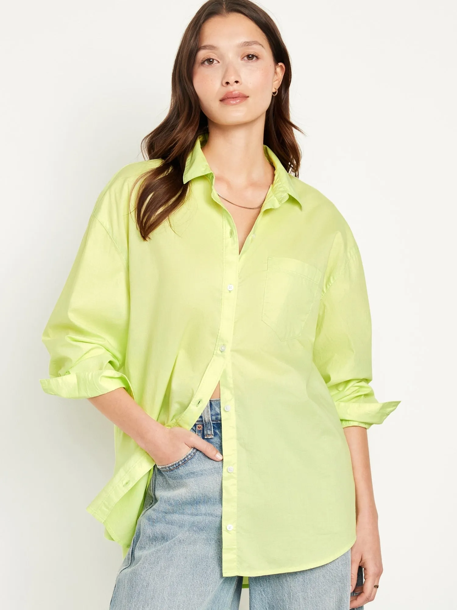 Oversized Button-Down Boyfriend Shirt for Women