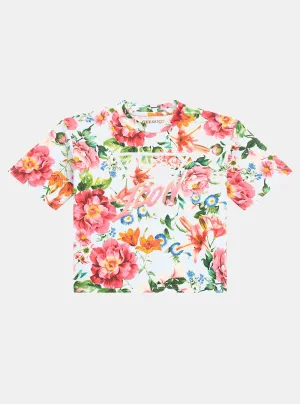 Red Floral Print Short Sleeve T-Shirt (7-16) Guess