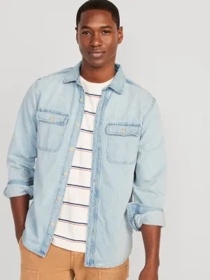 Regular-Fit Non-Stretch Jean Workwear Shirt for Men