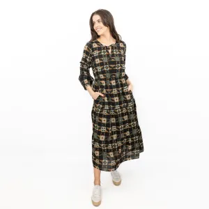 Seasalt Black Dearling Dress Tiered Patchwork