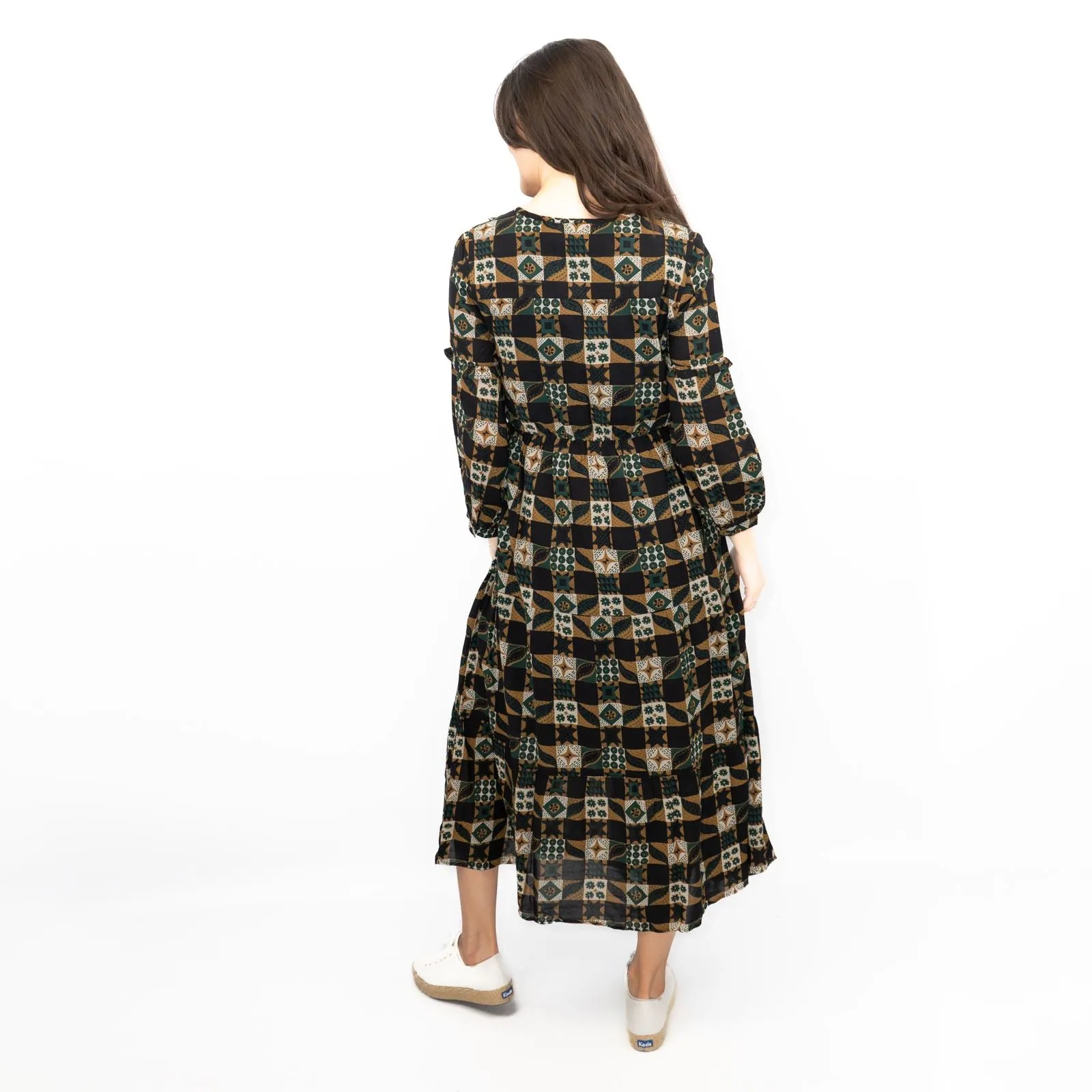 Seasalt Black Dearling Dress Tiered Patchwork