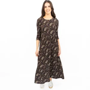 Seasalt Black Dress Tiered Line Strokes Midi