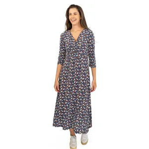 Seasalt Black Floral Chacewater Jersey Midi Dress