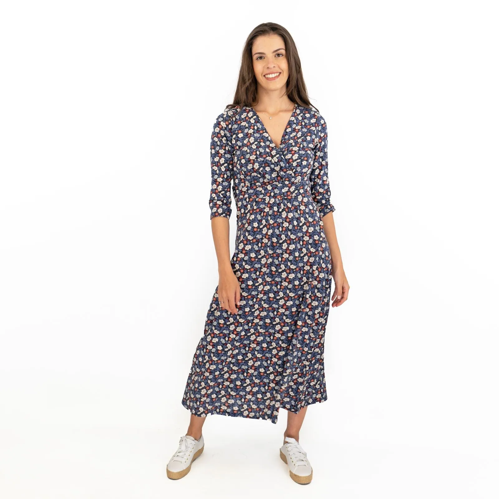 Seasalt Black Floral Chacewater Jersey Midi Dress