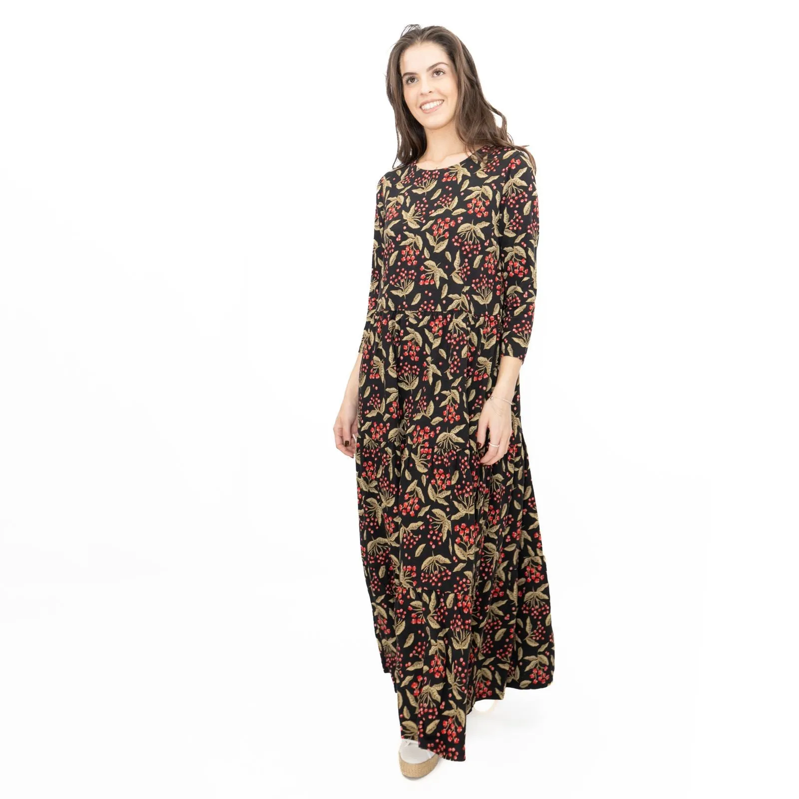 Seasalt Black Line Strokes Floral Midi Dress