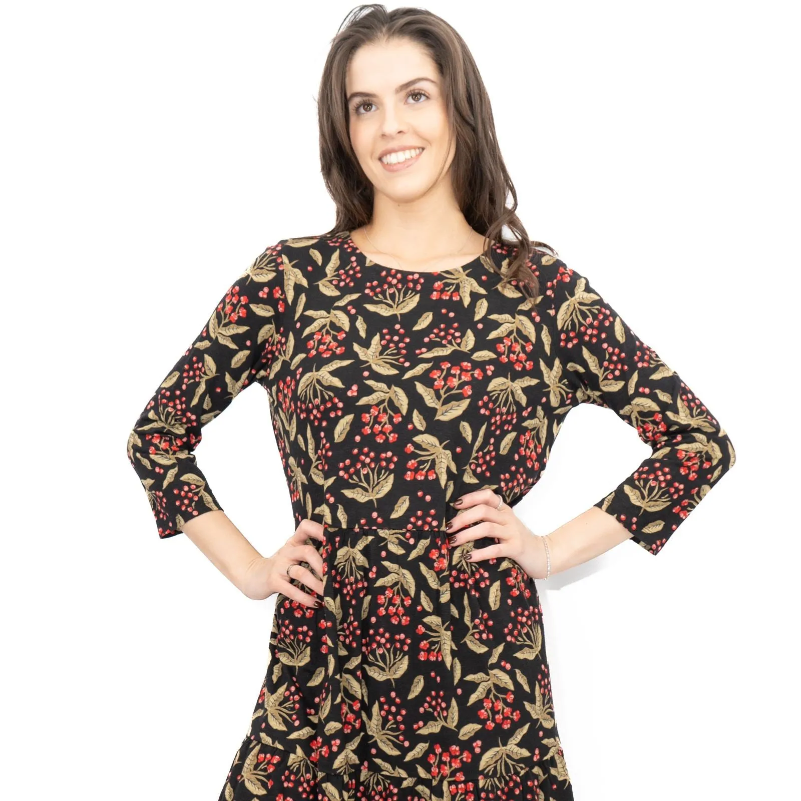 Seasalt Black Line Strokes Floral Midi Dress
