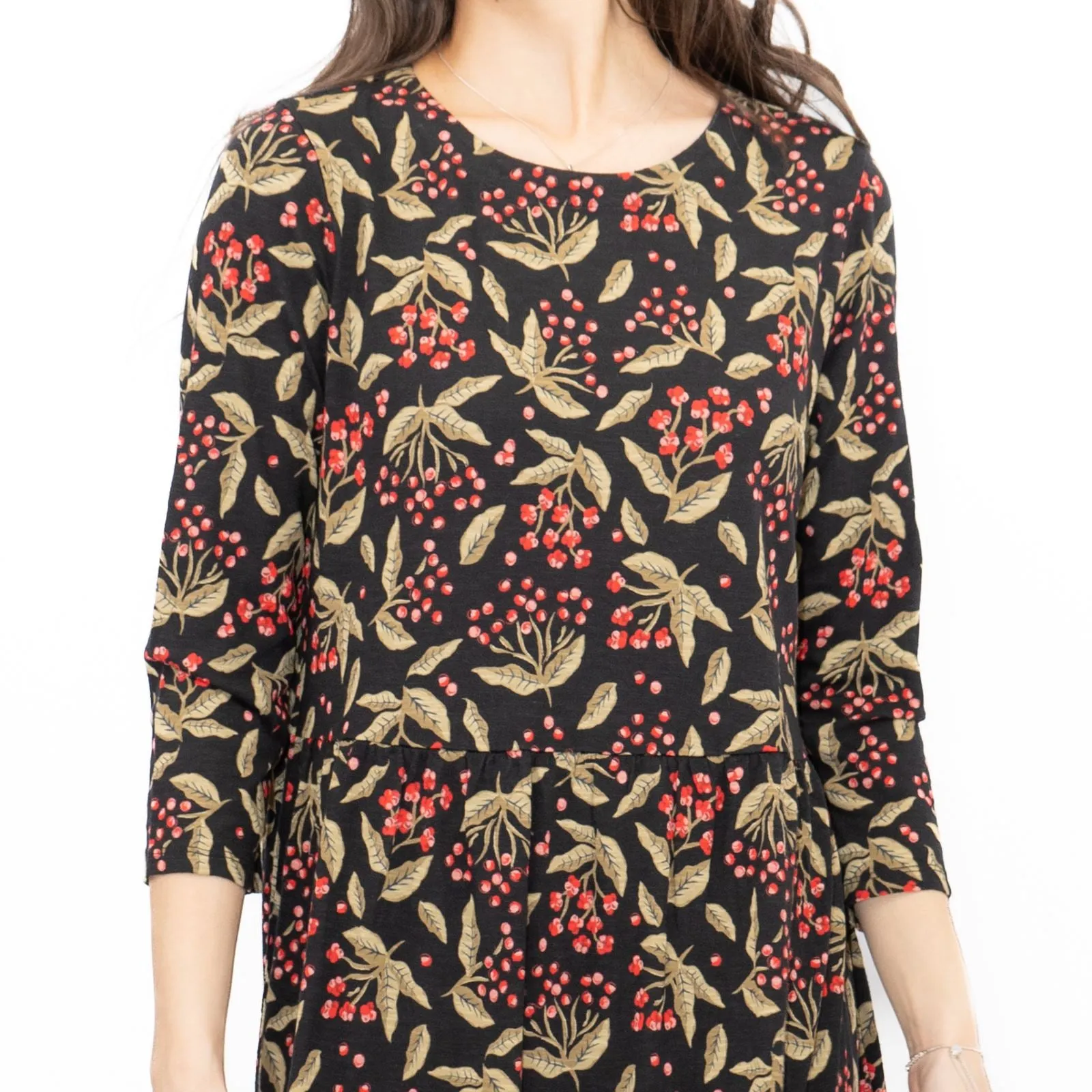 Seasalt Black Line Strokes Floral Midi Dress