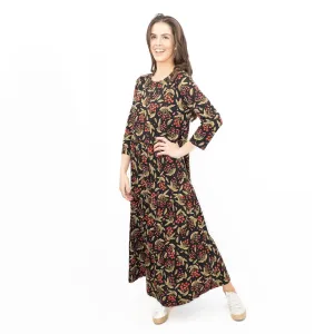 Seasalt Black Line Strokes Floral Midi Dress