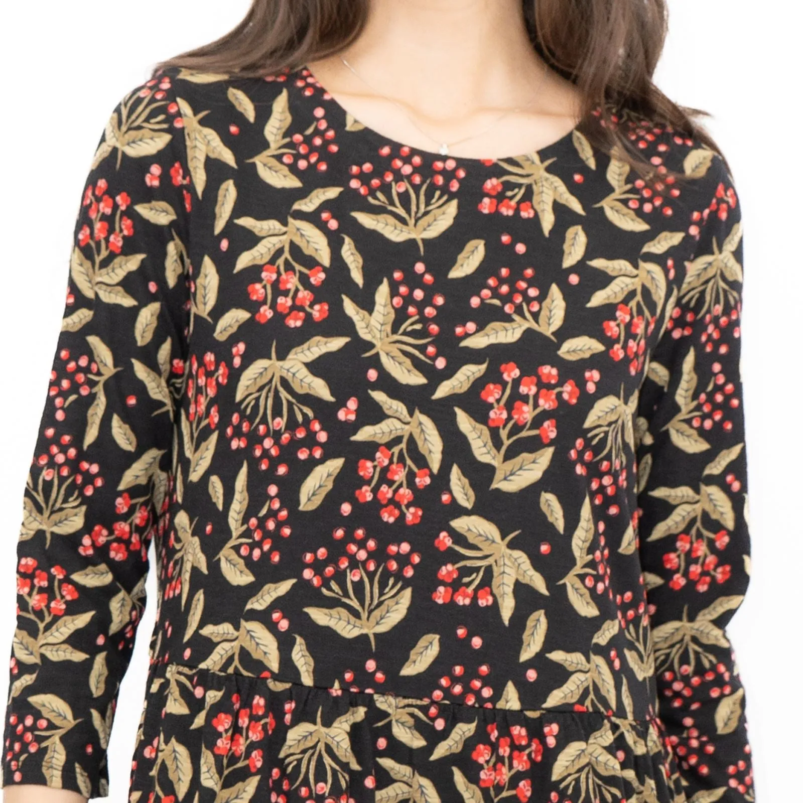 Seasalt Black Line Strokes Floral Midi Dress