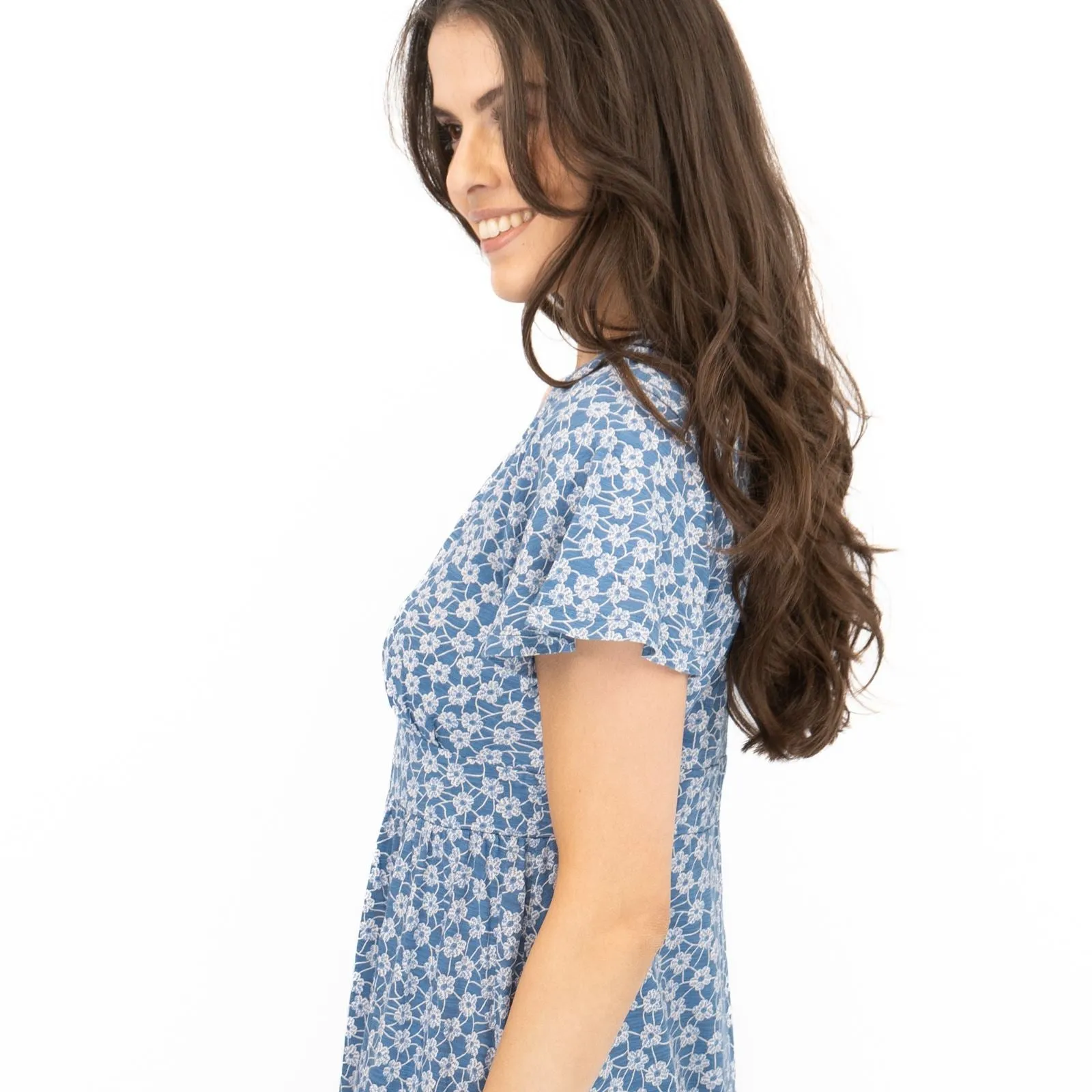 Seasalt Blue Chateaux Dress Floral Flower Net Whirl