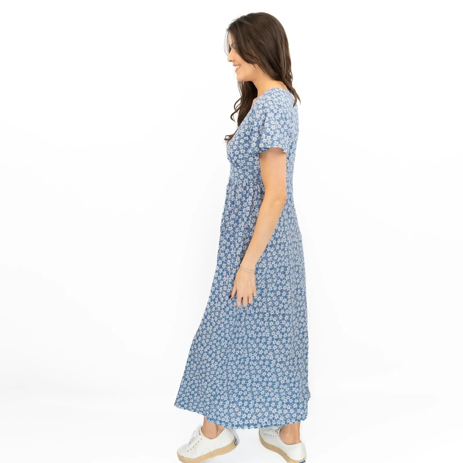 Seasalt Blue Chateaux Dress Floral Flower Net Whirl