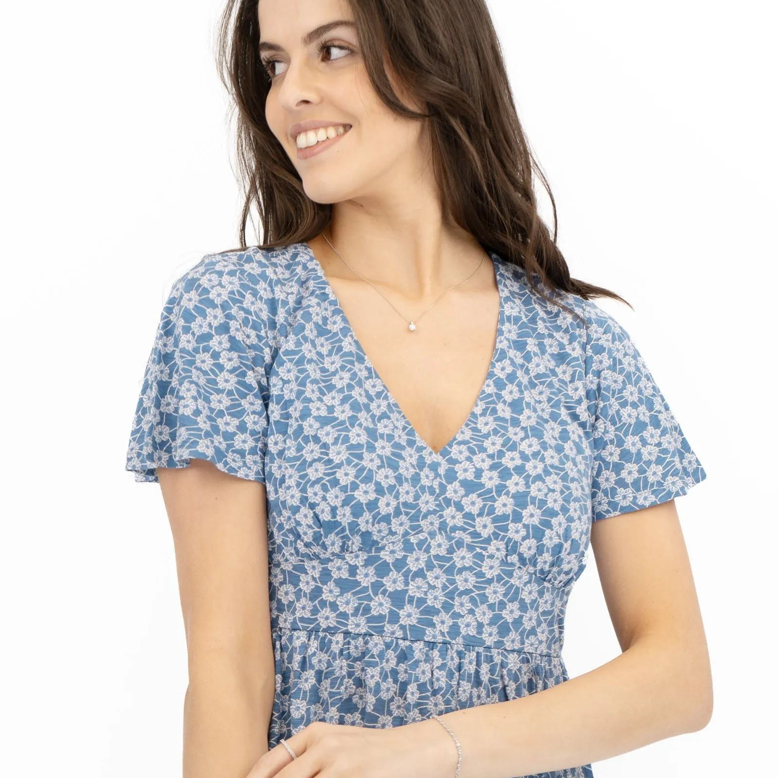 Seasalt Blue Chateaux Dress Floral Flower Net Whirl