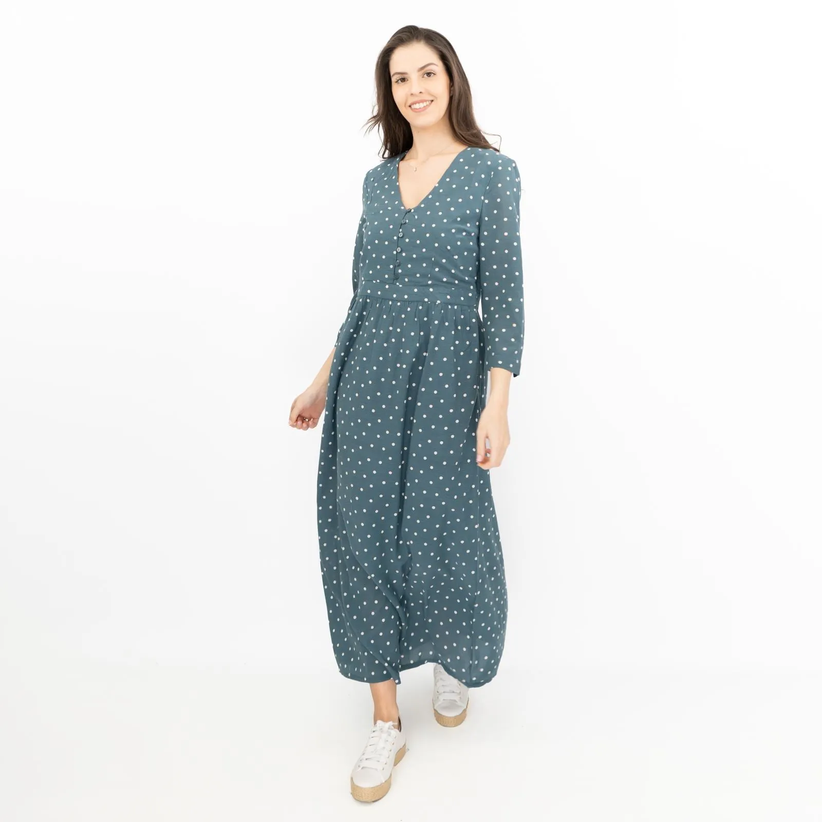 Seasalt Blue Feather Slate Polka Dot Midi Dress