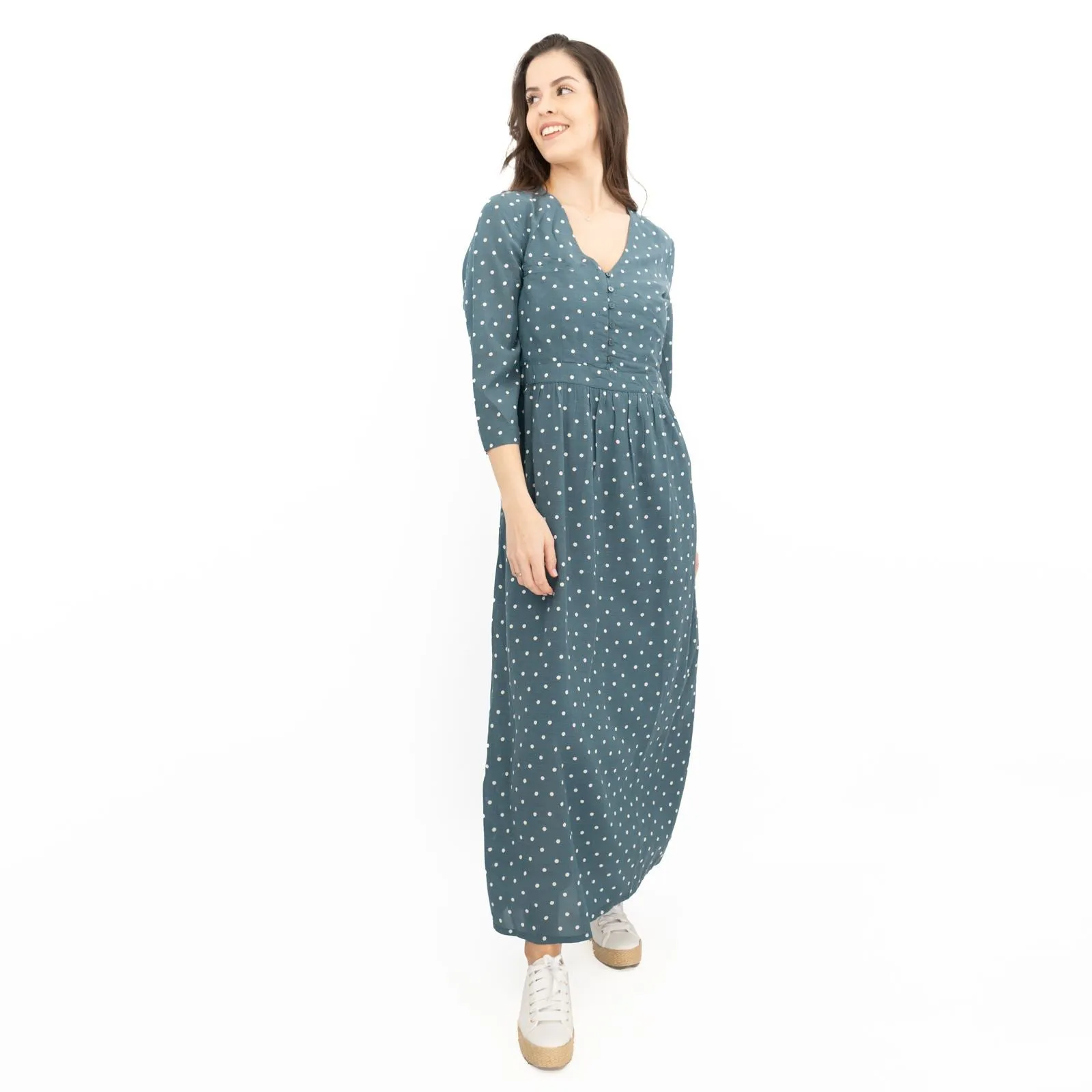 Seasalt Blue Feather Slate Polka Dot Midi Dress