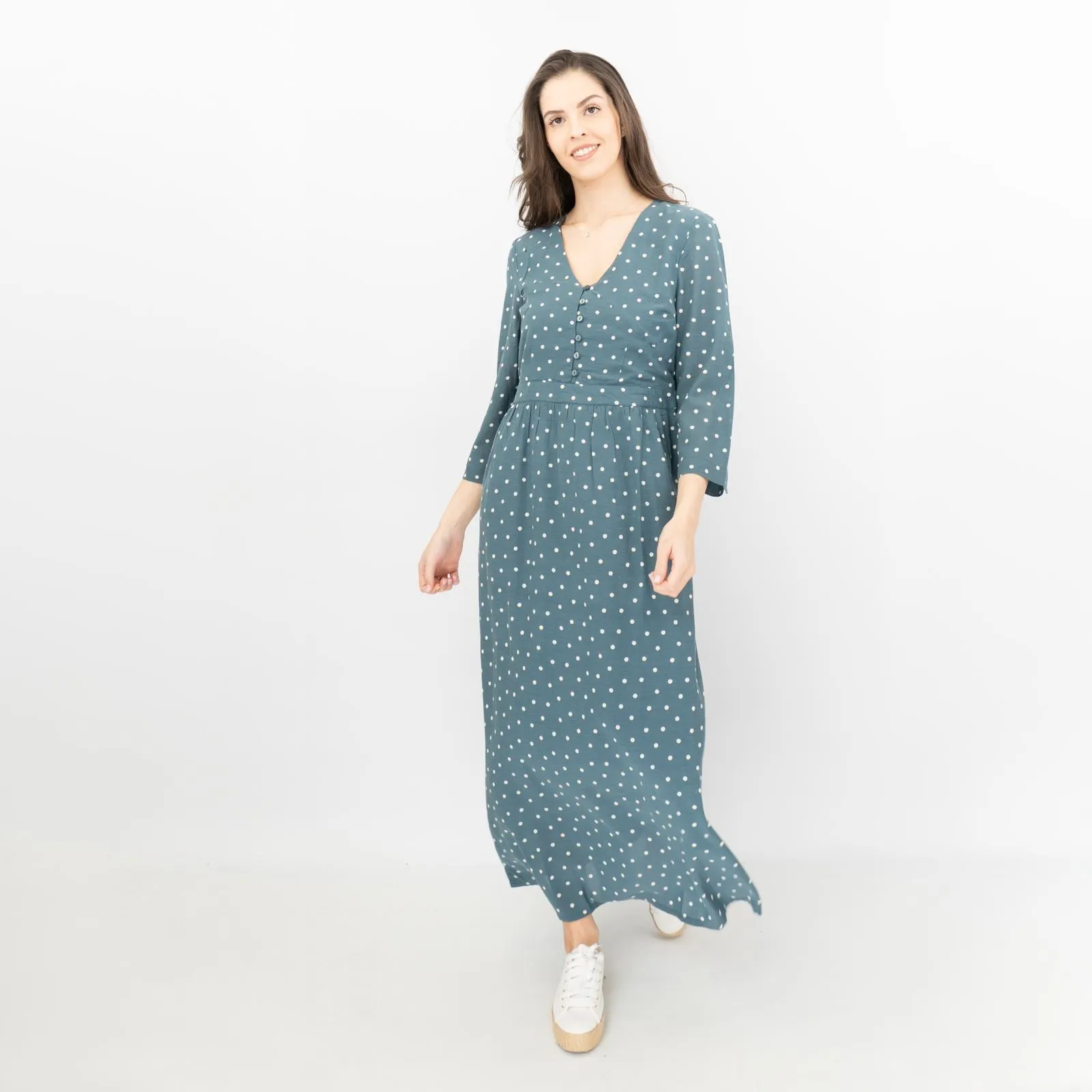Seasalt Blue Feather Slate Polka Dot Midi Dress