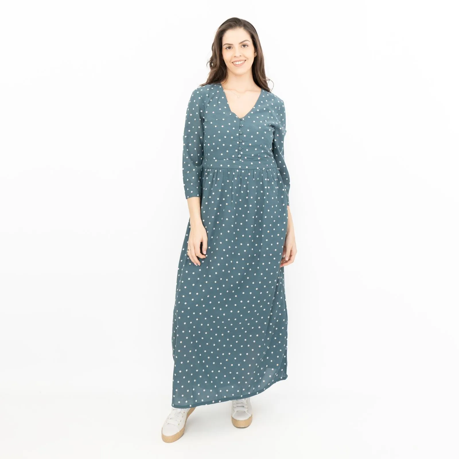 Seasalt Blue Feather Slate Polka Dot Midi Dress