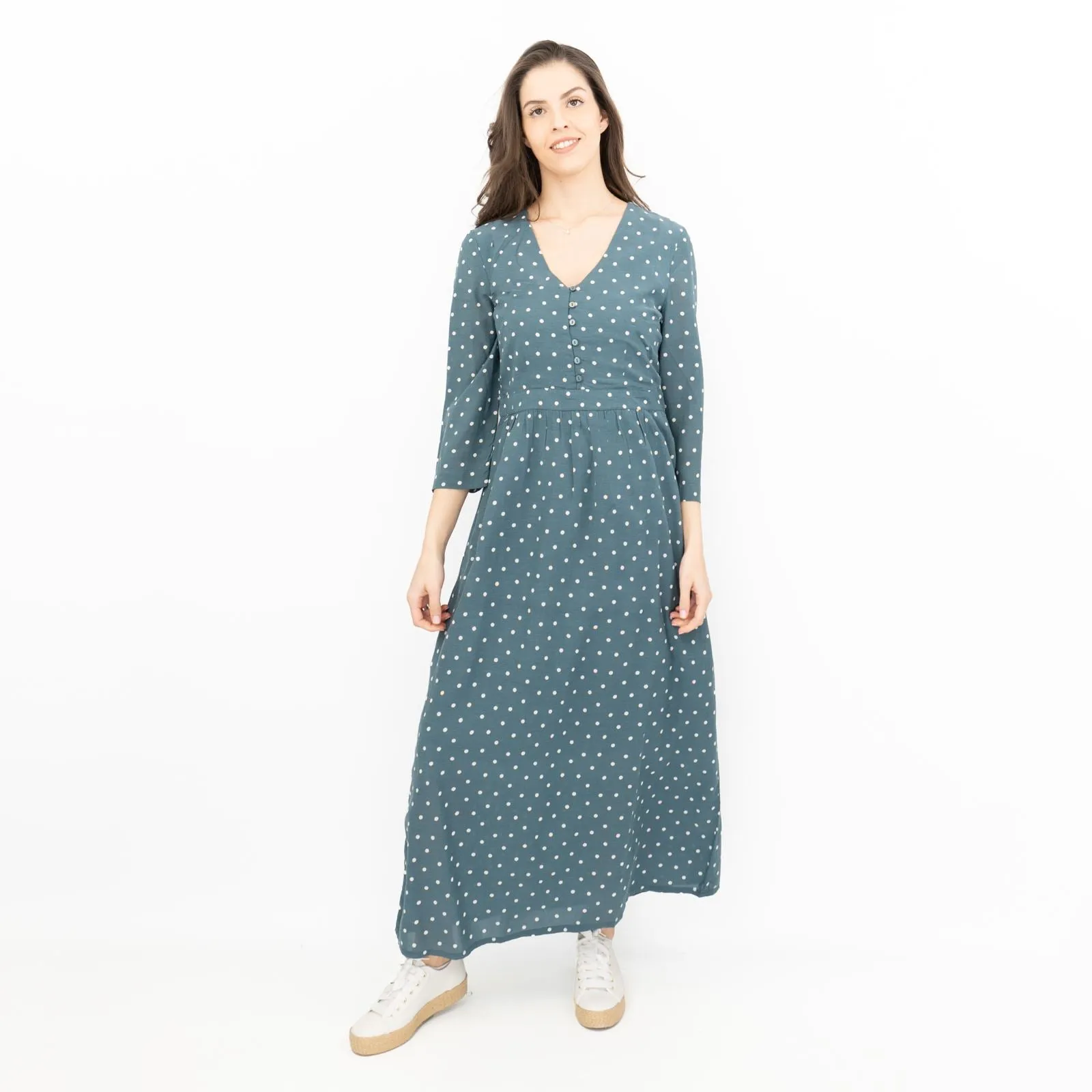 Seasalt Blue Feather Slate Polka Dot Midi Dress