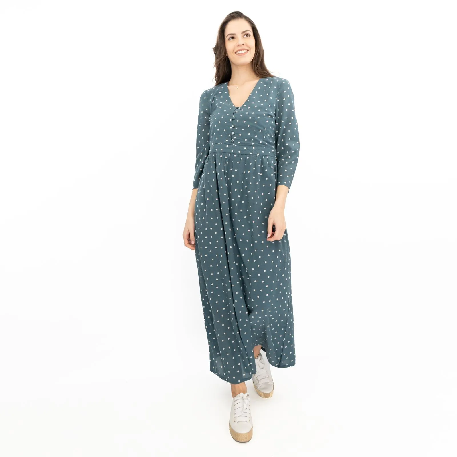 Seasalt Blue Feather Slate Polka Dot Midi Dress