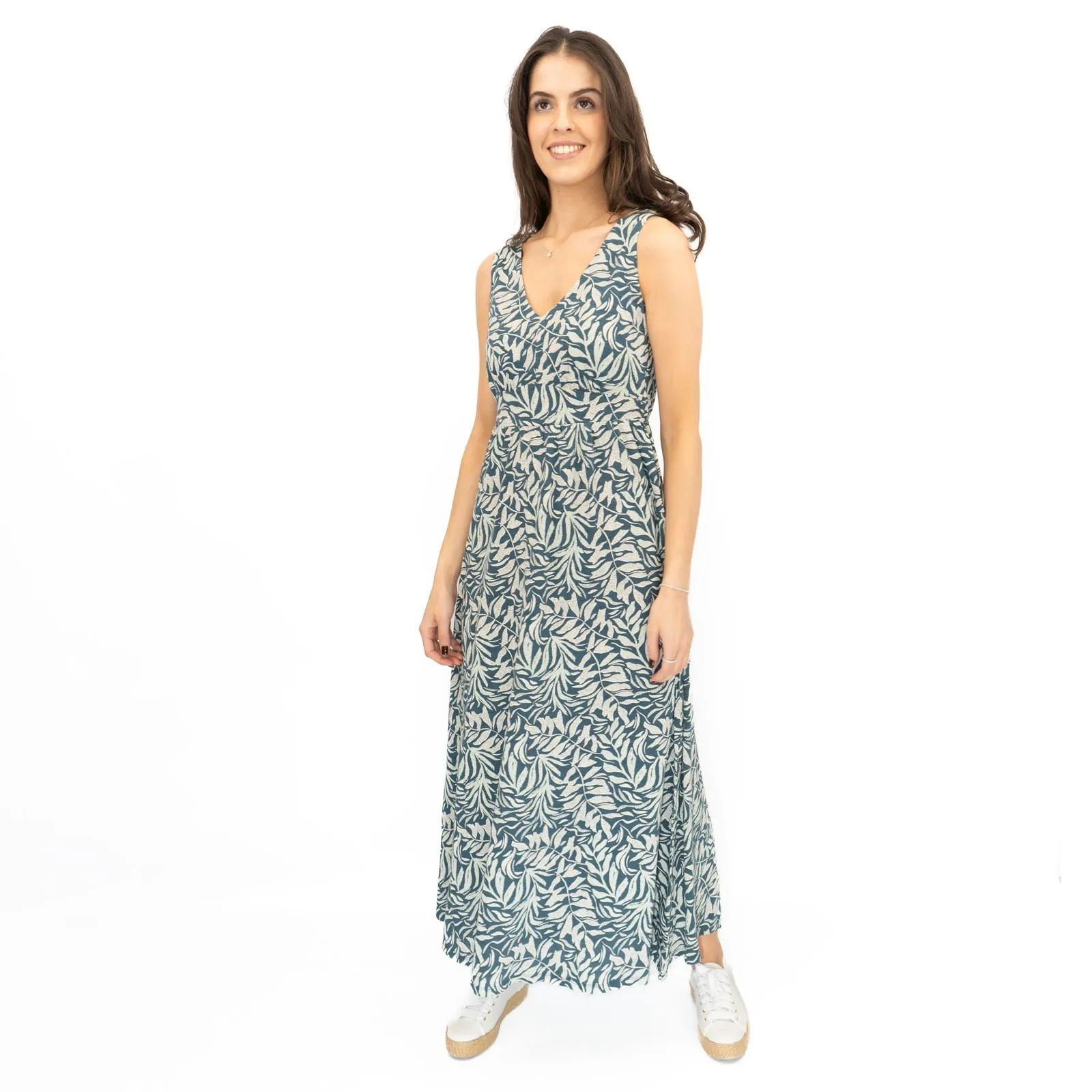 Seasalt Blue Polmanter Floral Maxi Dress Dune Fronds Pool