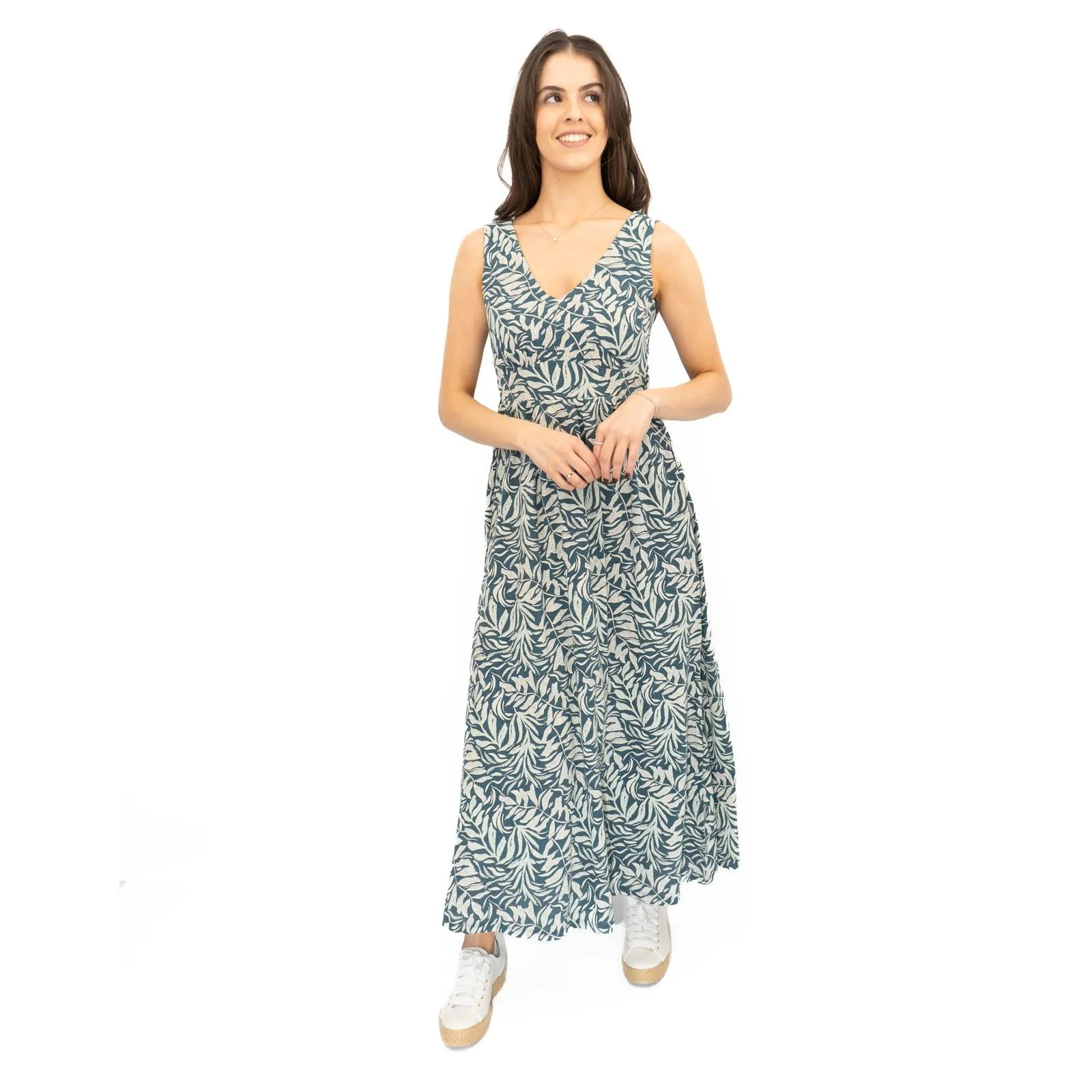 Seasalt Blue Polmanter Floral Maxi Dress Dune Fronds Pool