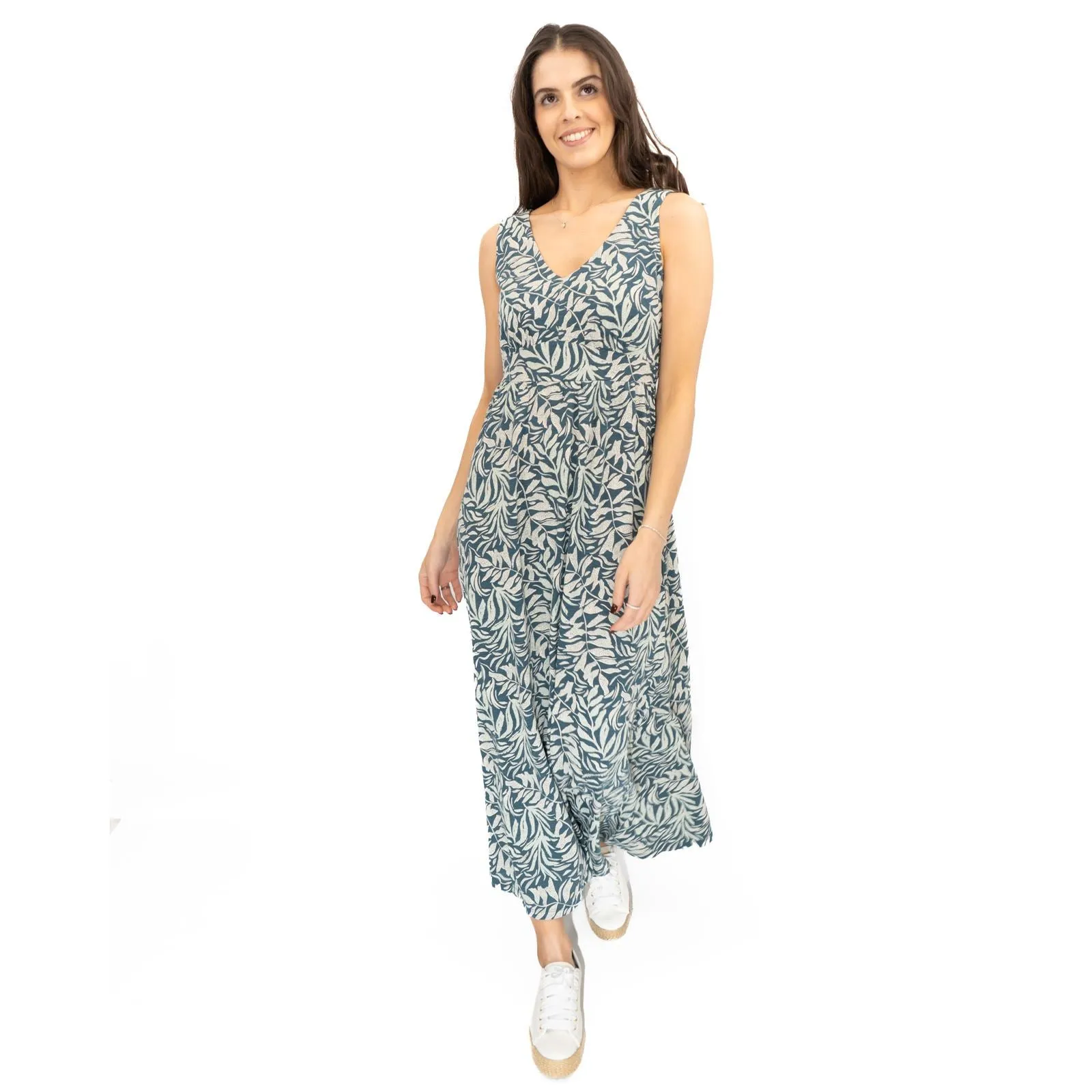 Seasalt Blue Polmanter Floral Maxi Dress Dune Fronds Pool