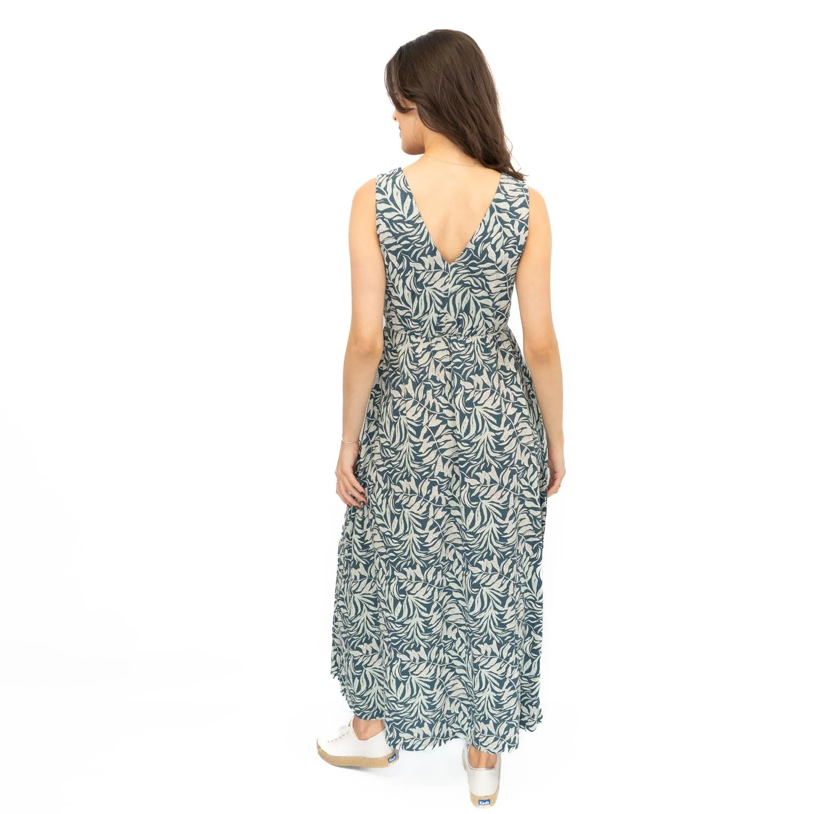 Seasalt Blue Polmanter Floral Maxi Dress Dune Fronds Pool