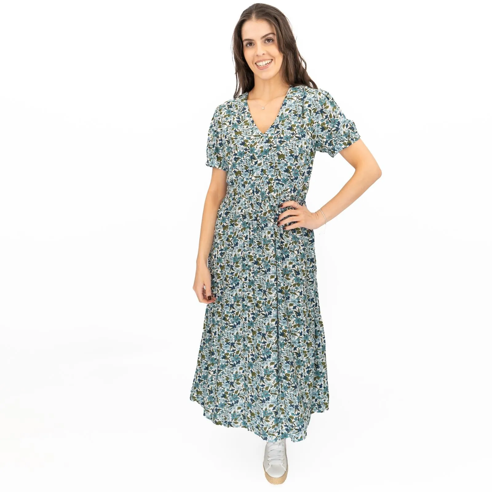 Seasalt Blue Tea Dress Birch Leaf Midaxi