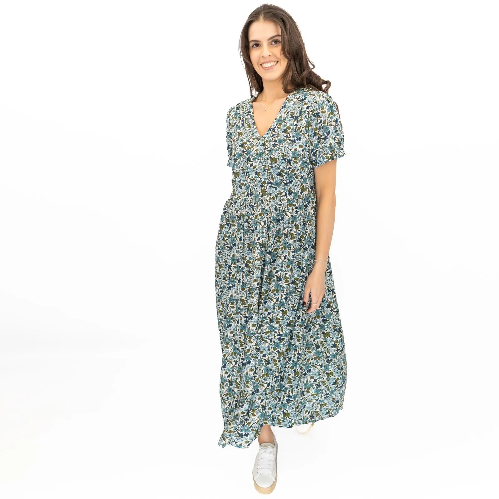 Seasalt Blue Tea Dress Birch Leaf Midaxi