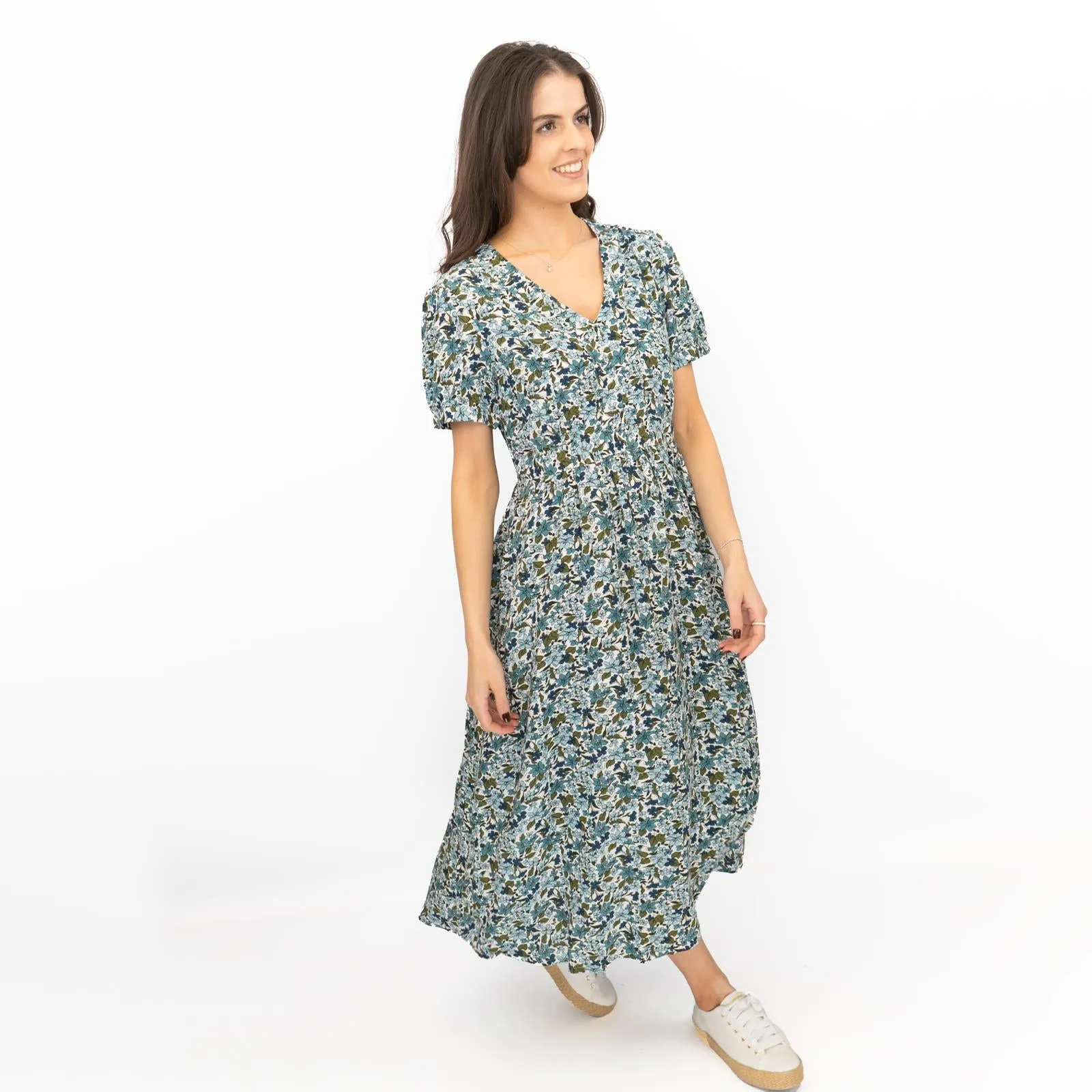 Seasalt Blue Tea Dress Birch Leaf Midaxi